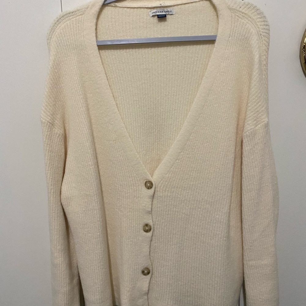 American Eagle Outfitters Cream Cardigan Sweater